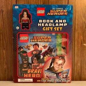 Lego DC Super Heroes 3 Book Set with Wonder Woman Headlamp - New in Box